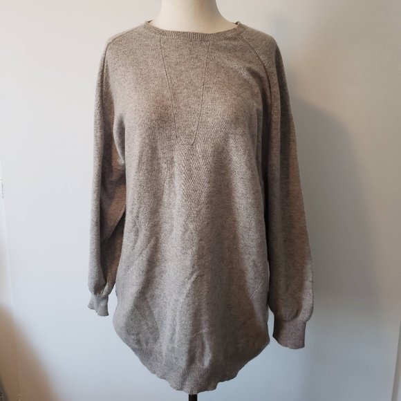 100% Cashmere-Vkoo grey tunic sweater-size medium - Picture 1 of 5